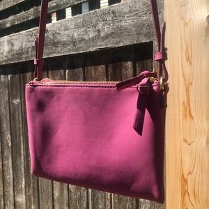 Hot Pink crossbody small Purse Bag with dual Compartments, gold zippers